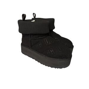 UGG NEW Classic Mini Platform Felted Black Sheepskin Size 9 Boots Black